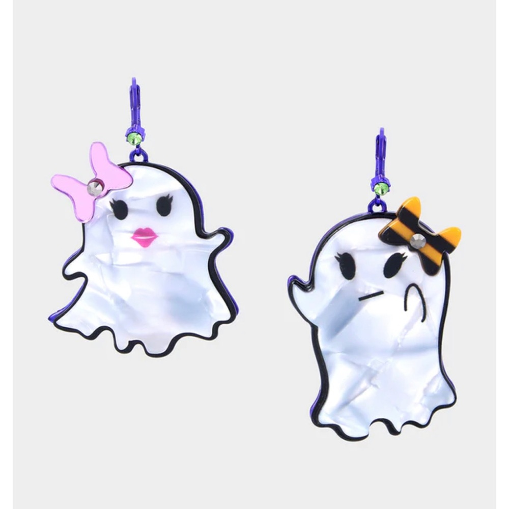 Betsey Johnson PUNK N SPICE GHOST DROP EARRINGS PURPLE